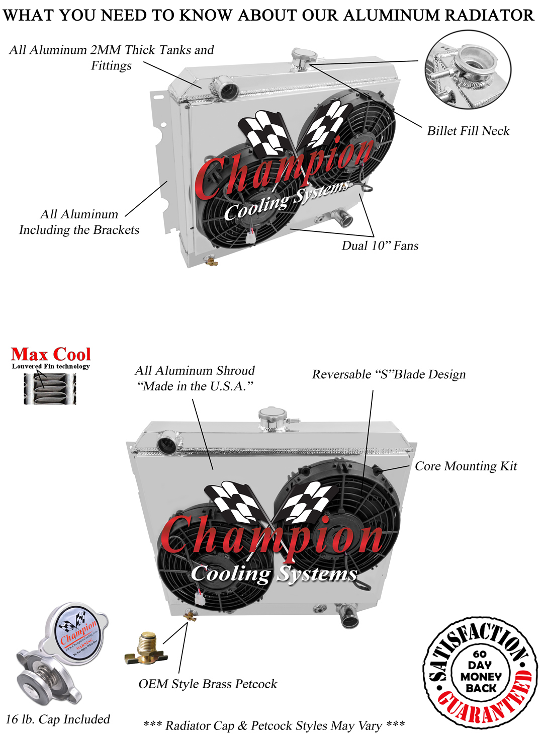 22inchwidecoreearlymopar3rowchampionaluminumradiatorfan